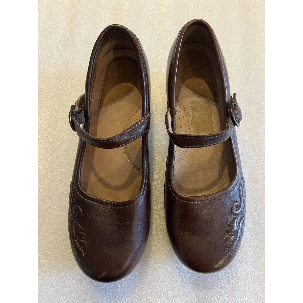 DANSKO Savannah Shoes Clogs Brown Womens Leather Mary Jane Comfort Sz 39 8.5-9